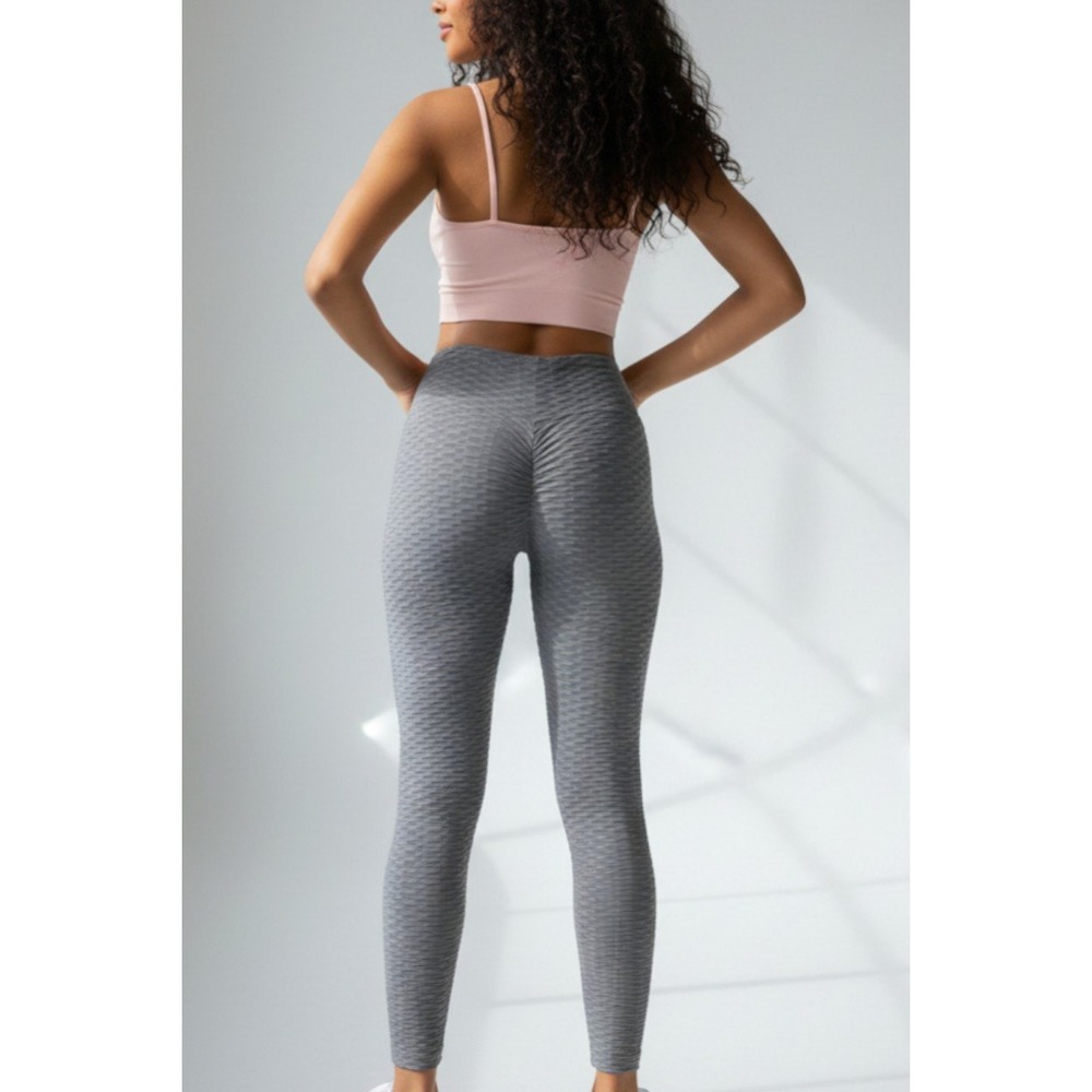 UNBRANDED Gray Leggings‎ High Waist Scrunch Butt Honeycomb Textured XXXL